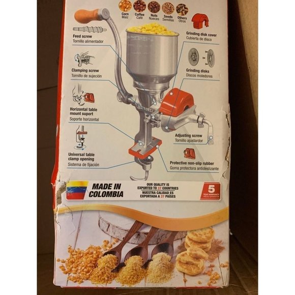 Victoria Manual High Hopper Grain Grinder, Silver Red Molino - Picture 6 of 7